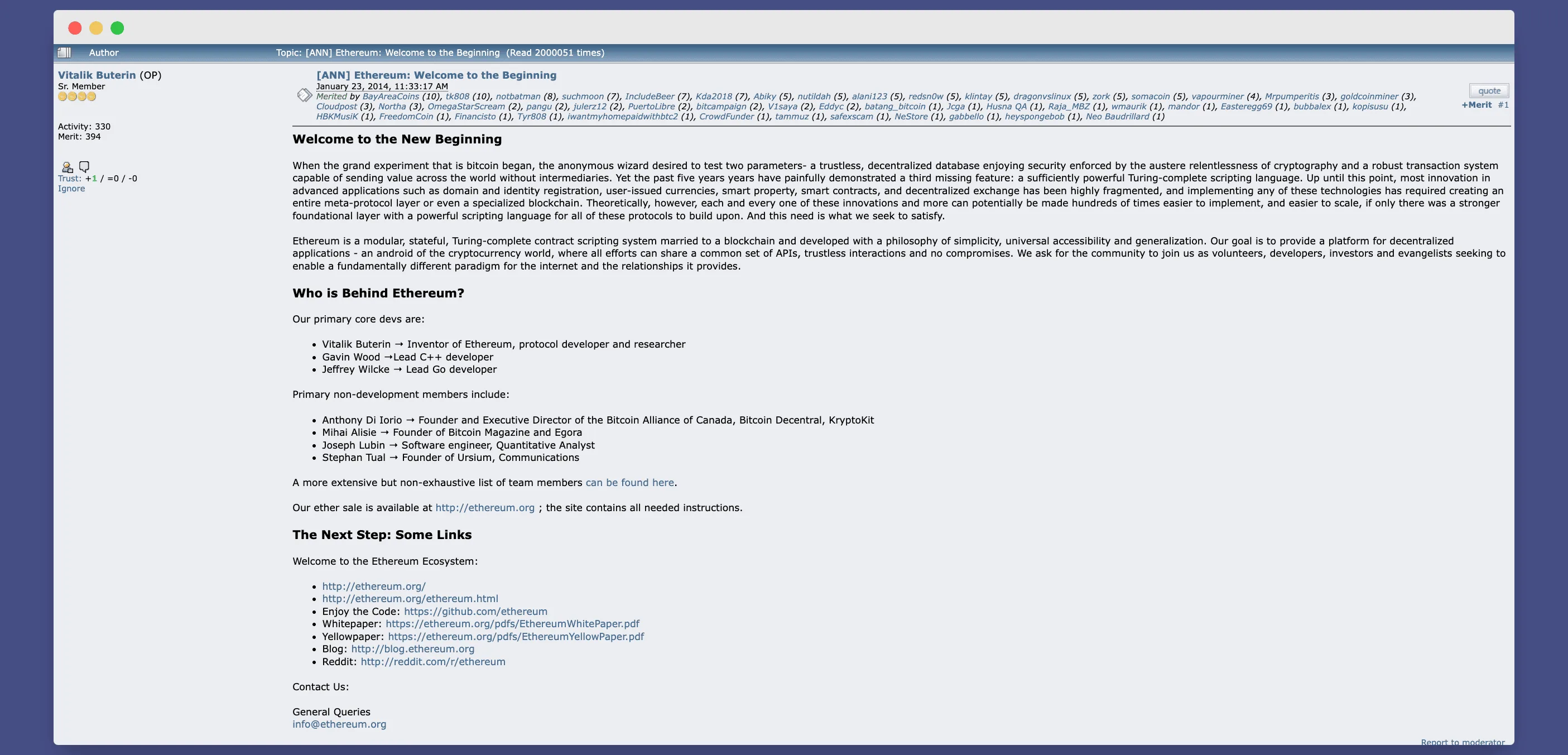 Ethereum ANN thread in bitcointalk
