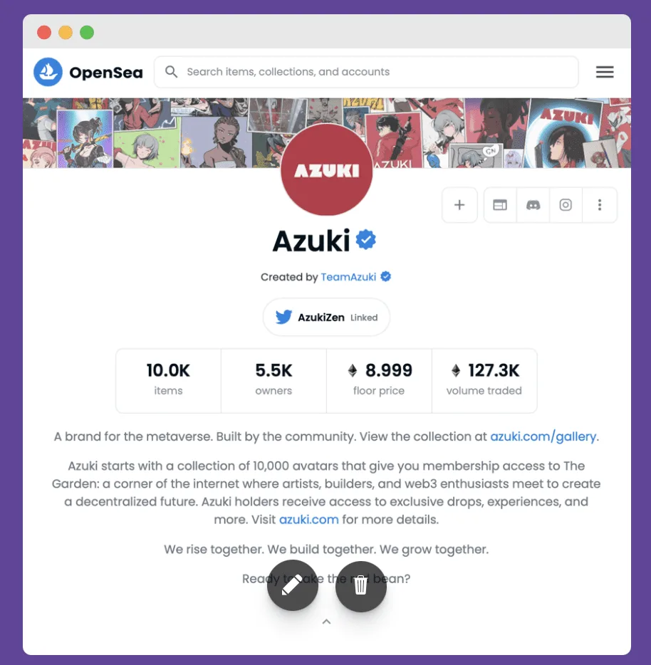 NFT PR on OpenSea example