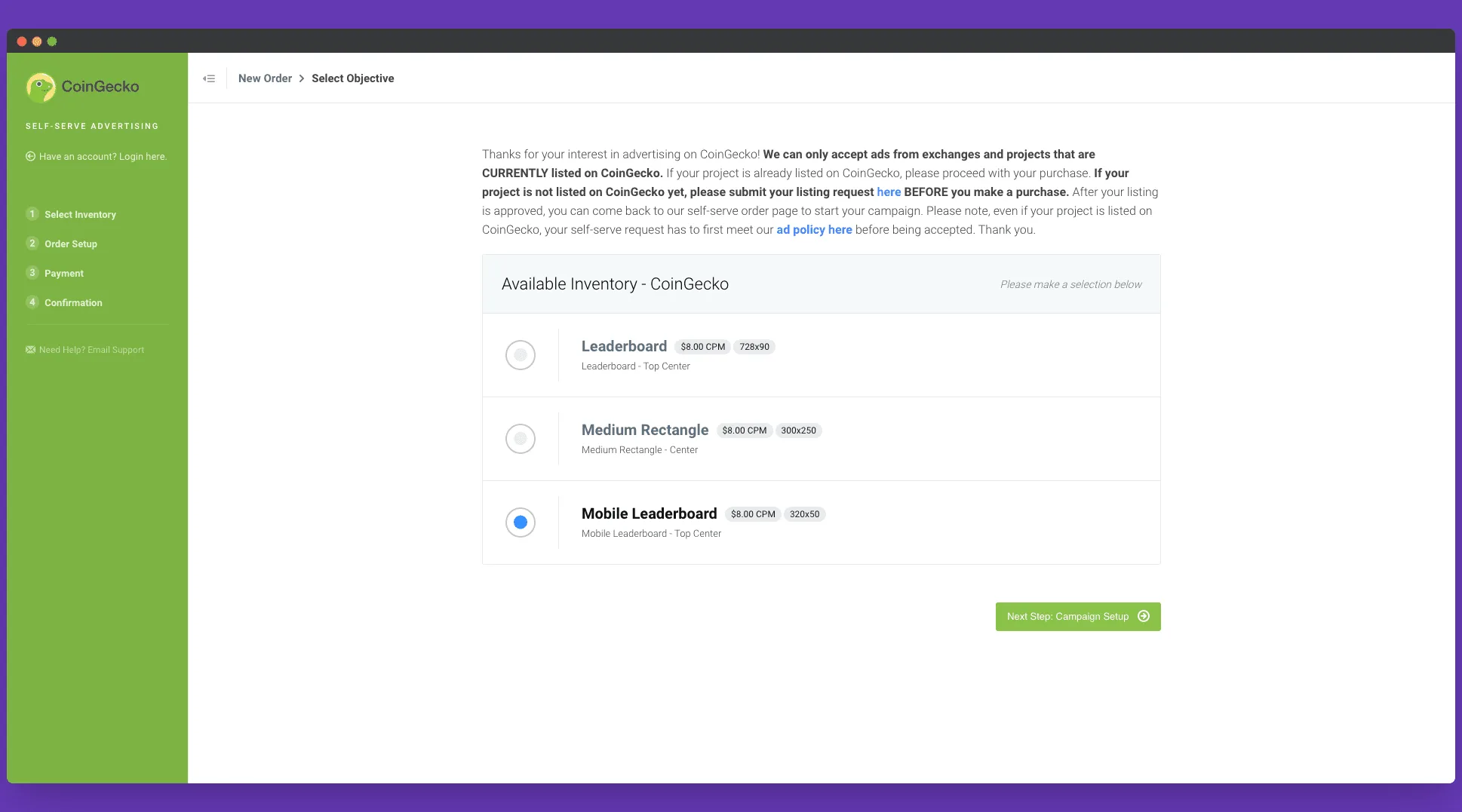 Online Display Ads Example on CoinGecko for IDO Marketing and IDO PR