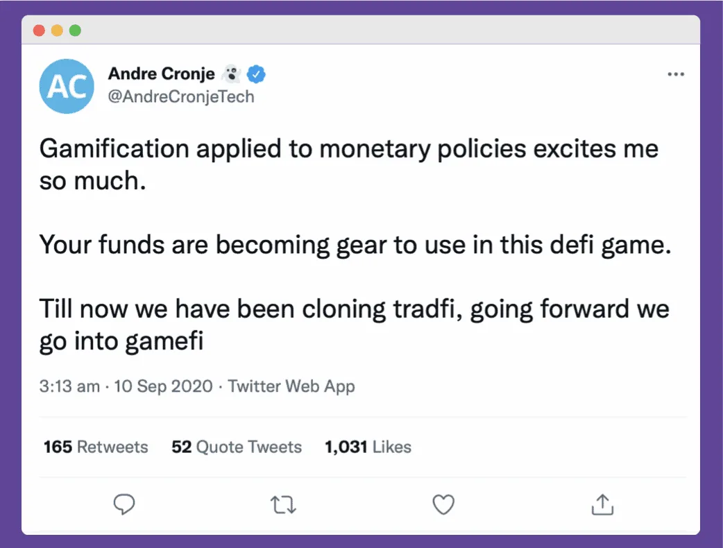 Tweet that started GameFI PR