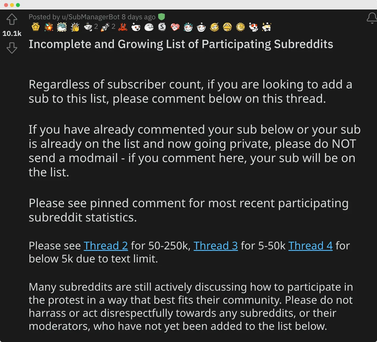 Reddit mods coordination thread