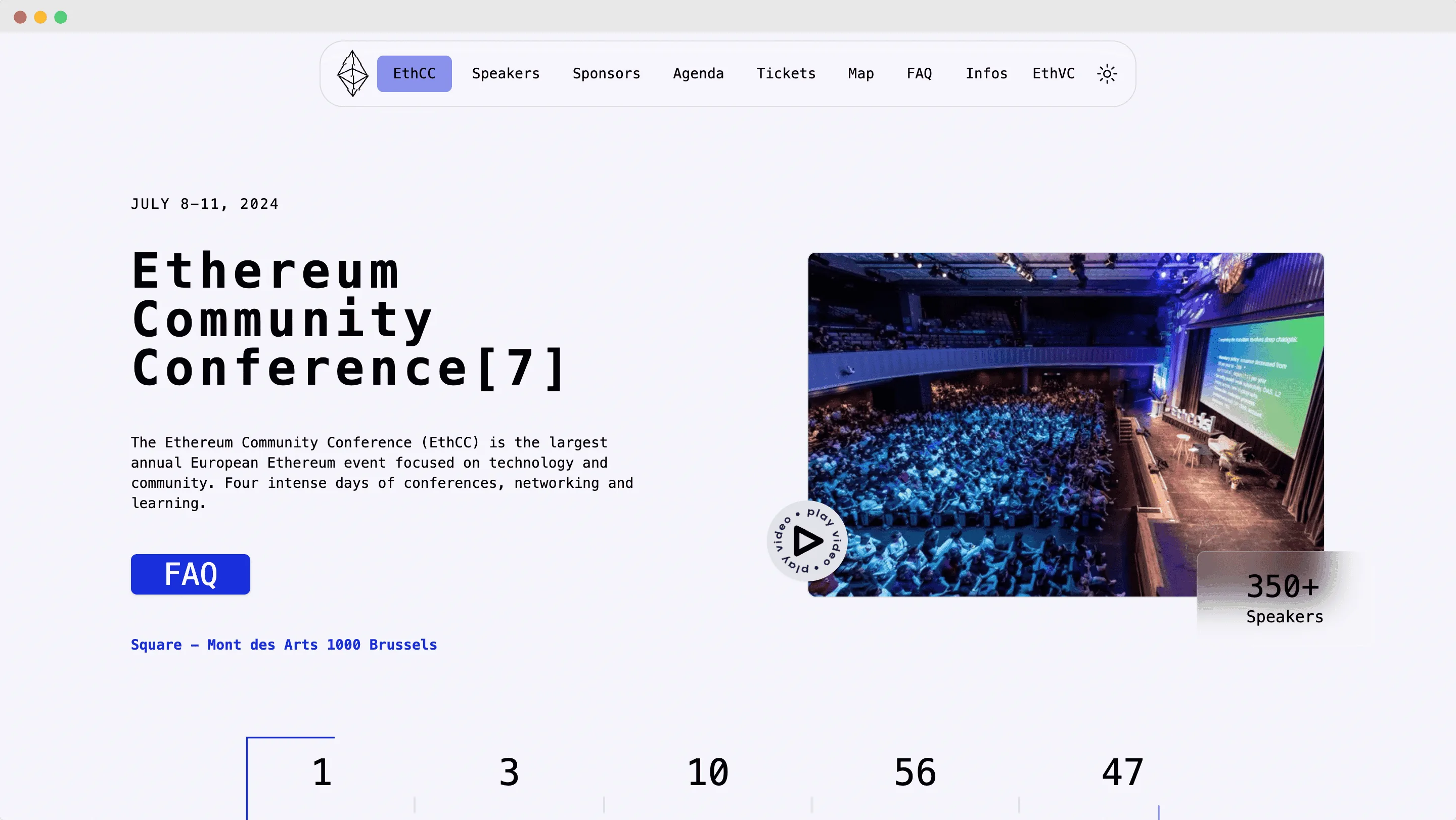 Screenshot of ethcc website